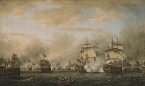 A Saintes-i csata, 1782. április 12. A HMS Barfleur megtámadja a Ville de Paris francia zászlóshajót alkotó: Thomas Whitcombe