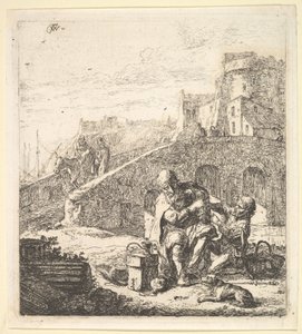 Lazarillo szőlőt lop a szegény vak koldustól, 17. század.