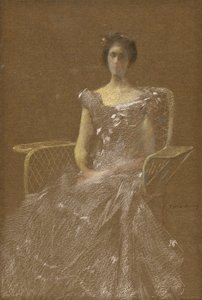 Hölgy rattan karosszékben alkotó: Thomas Wilmer Dewing