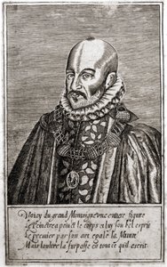 Michel de Montaigne (1533-1592) francia író portréja. Thomas de Leu metszete. (1560-1612).