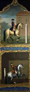 "A Volte Renversee balra" (fent) és "A fél-Volte bevétele a váltás érdekében" (lent), 1750 körül (olaj, vászon) alkotó: Thomas of Pall Mall (attr. to) Butler