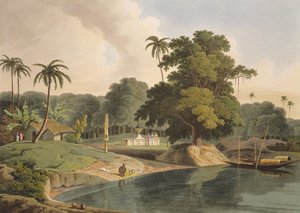 Bandell közelében a Hoogly folyónál, VIII. tábla a "Oriental Scenery" 6. részéből, pub. 1804 (aquatinta)