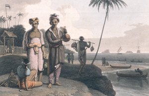 The Malays of Java, metszve a művészek által, kiadó: Longman, Hurst, Rees and Orme, London, 1810. alkotó: Thomas und William Daniell