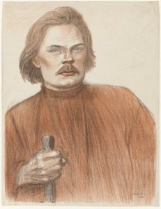 Maxime Gorki frontális portréja deréktól felfelé alkotó: Théophile Alexandre Pierre Steinlen