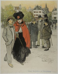 Úriember figyeli a sétáló párt alkotó: Théophile Alexandre Pierre Steinlen