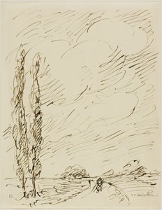 Csavargó egy úton két nyárfával alkotó: Théophile Alexandre Pierre Steinlen