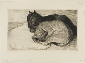 Két macska egy párnán alkotó: Théophile Alexandre Pierre Steinlen