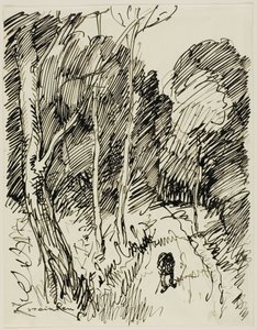 Erdős táj Vagabonddal alkotó: Théophile Alexandre Pierre Steinlen