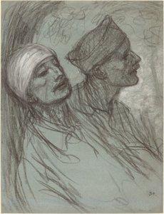 Egy sebesült katona és bajtársa, 1916. alkotó: Théophile Alexandre Steinlen
