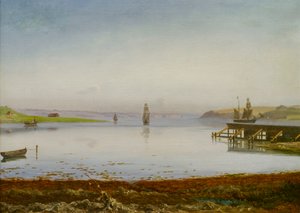 Hajók az öbölben, valószínűleg a Horsens-fjordban, 1850 körül (olaj, vászon) alkotó: Thorald Laessoe