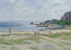 Fürdő emberek (olaj, vászon) alkotó: Thorolf Holmboe