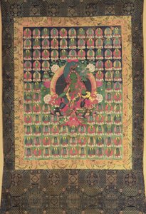 Zöld Tara, (guache és pamut aranyozott) alkotó: Tibetan School