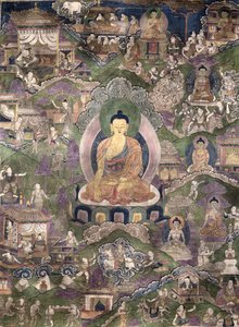 Buddha Thangka (guache, vászon) alkotó: Tibetan School
