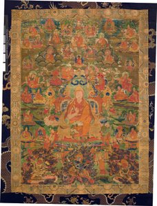 Harmadik pancsen láma Losan Penden Yeshe (guache a ruhán) alkotó: Tibetan School