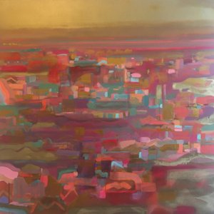 Arany ég narancssárga csíkos Horizon alkotó: Tiffany Lynch