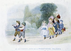 Gyermekjátékok: esküvői felvonulás, menyasszonynak álcázott gyerekek - dess. de Lobrichon, szerk. írta: Phosphatine Falières, v.1920