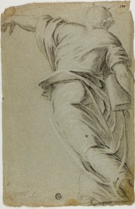 Mózes balra lépdel, bal kézzel mutat alkotó: Tintoretto