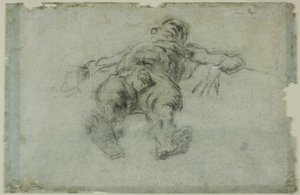 Fekvő férfiakt, előrehajló, lerövidített alkotó: Tintoretto