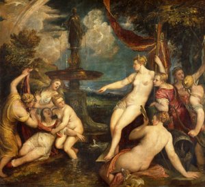 Diana és Callisto, Tizianus (kb. 1490-1576), olaj, vászon alkotó: Titian (c.1488 1576)