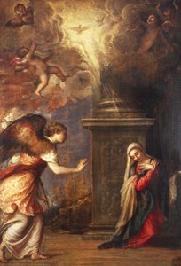 Az Angyali üdvözlet, Tizianustól (kb. 1490-1576), a nápolyi San Domenico Maggiore templomból, olaj, vászon, 280x210 cm