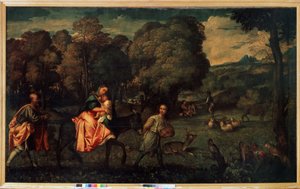 Repülés Egyiptomba, 1508 körül (olaj, vászon) alkotó: Titian (c.1488 1576)