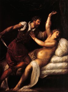 Tarquinius és Lucretia, Tizianus (kb. 1490-1576), olajtábla, 84x68 cm