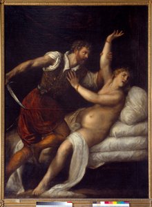 Lucrece (? - av. 509) vagy Tarquin és Lucrece megerőszakolása. Tiziano Vecellio, Le Titian (1485-1576) festménye alkotó: Tiziano Vecelli