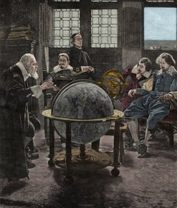John Milton (1608-1674) meglátogatta Galileo Galileit (Galilea) az inkvizíció börtönében a Firenze melletti Arcetriben, 1640-ben. 19. századi metszet T. Lessi festményéről.