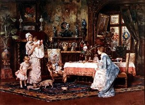 Anya és gyermeke egy elegáns belső térben