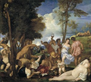 Az Andriánusok Bakchanálja, 1523-1526 alkotó: Tiziano Vecelli