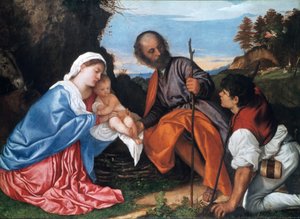 A Szent Család pásztorral, c1510 alkotó: Tiziano Vecelli