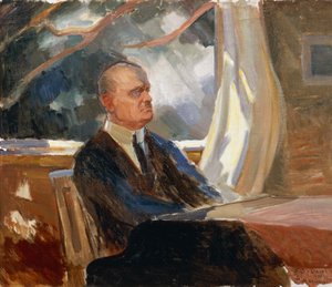 Jean Sibelius finn zeneszerző és hegedűművész portréja (Hameenlinna alkotó: Toivo Santeri Salokivi