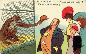 Az állatkertben felismerik apát, a jó öreg apát (színes litográfia) alkotó: Tom Browne