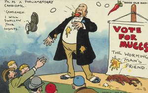 Egy országgyűlési képviselőjelölttel heccelő tömeg alkotó: Tom Browne