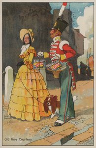 Katona és nő grúz ruhában: Napfény szappan (színes litho) reklámja alkotó: Tom Browne