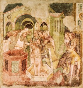 Szent Orsolya legendája: Anglia hercegének megkeresztelkedése, Tommaso da Modena (1326-1379), freskó, Santa Caterina templom, Treviso