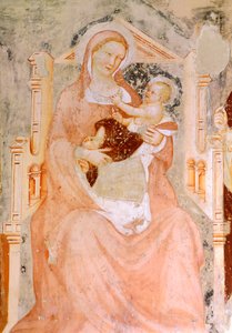 Madonna és gyermek, Tommaso da Modena (1326-1379), freskó, San Francesco templom, Treviso