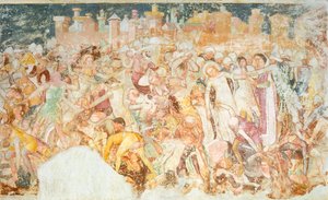 Mártíromság, részlet Tommaso da Modena (1326-1379) Szent Orsolya legendájából, freskó, részlet, Santa Caterina templom, Treviso