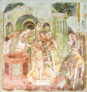 Anglia hercegének megkeresztelkedése, részlet a Szent Orsolya legendája című freskóról alkotó: Tomaso da (late 15th century) Modena