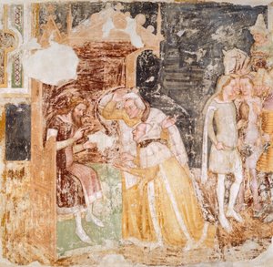Nagykövetek küldése Anglia királyától, részlet a Szent Orsolya történeteiből, Tommaso da Modena (1326-1379), freskó alkotó: Tomaso da (late 15th century) Modena