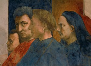 Teophil prefektus fiának csodálatos feltámadását nézik ... (freskó) alkotó: Tommaso Masaccio
