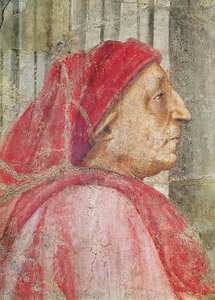A Szentháromság, a férfi adományozó fejének részlete, 1427-28 freskórészlet 173689-ből alkotó: Tommaso Masaccio