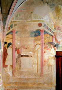 Keresztelő Szent János élete: Angyali üdvözlet Szent Zakariásnak - Freskó alkotó: Tommaso Masolino da Panicale