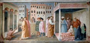 Szent Péter harcosai az ösztropiának és a Tabitha freskó feltámadásának, Tommaso di Cristoforo Fini dit Masolino da Panicale (1383-1440 körül)