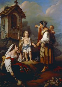 Cigány jósolja Felice Perettit, a leendő Sixtus V-t, pápaságot (olaj, vászon) alkotó: Tommaso de Vivo