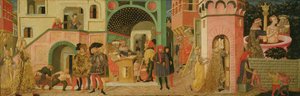 Susanna története, egy esküvői láda előlapja, 1450 körül (tempera a panelen)