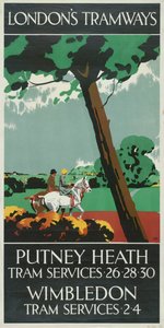 „Putney Heath, Wimbledon”, London Megyei Tanács LCC Tramways plakátja, 1927 alkotó: Tony Castle