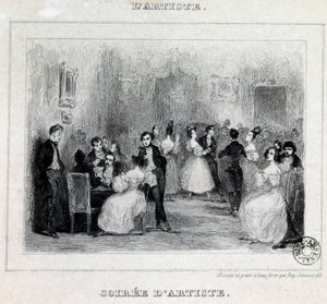 Művészest: labda- és kártyajátékok egy polgári esten Antoine Johannot rajza Tony Johannot (1803-1852) 1831 Párizs, Bibliotheque de l