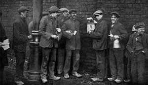 Szavazás a szénsztrájk mellett, Wheatsheaf Colliery, Pendlebury, 1912. január, 1920.