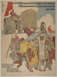 A tollal és a tudomány fényével feltárja a szekták mesterkedéseit, 1929. alkotó: Topikov